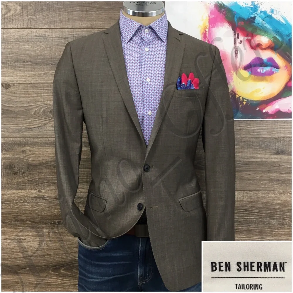 Ben‎ Sherman Mens Blazer Sport Coat Casual Jacket Size 40L Two Button Wool Suits